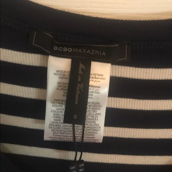 BCBG Max Azria Navy Blue & White Stripes Dress - Picture 6 of 8